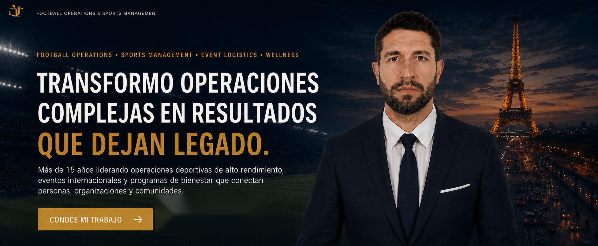 Home visual de Sixto Fernández Mac-Clure: Football Operations, Sports Management, Event Logistics y Wellness.